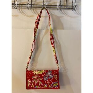 OK red quilted wallet on strap crossbody 8"x4.5" NEW‎